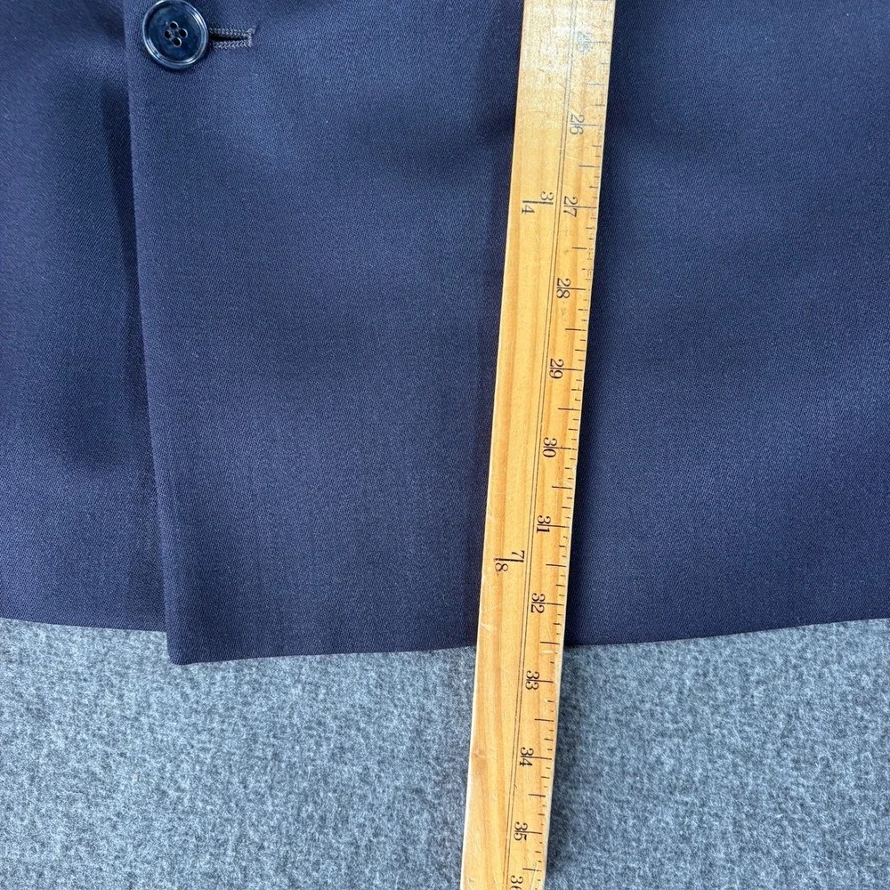 Albert Nipon Lord & Taylor Navy Blue Double Breasted Wool Suit 44R 40X30 Pleated